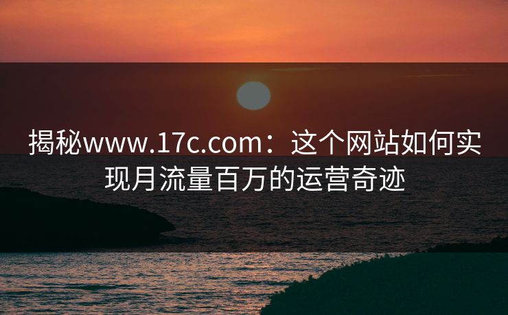 揭秘www.17c.com：这个网站如何实现月流量百万的运营奇迹